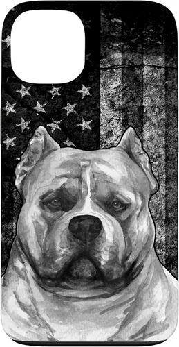 Vista 7 de Patriotic American Bully Dog on Grunge American Flag Dog Case for iPhone 17