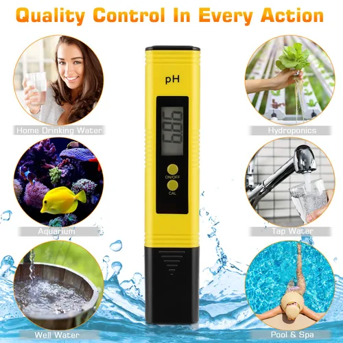 Vista 4 de Medidor de pH para hidroponía de agua, probador de pH digital, pluma 0.01 de alta precisión, tamaño de bolsillo con rango de medición de pH 0-14