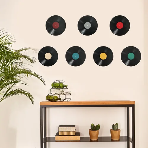 Vista 7 de PEUTIER 8 piezas de decoración de pared de disco de vinilo en blanco, 8.7 pulgadas, pósteres de cubierta de álbum, arte de pared, disco de vinilo