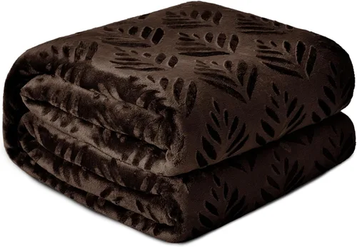 Vista 8 de Exclusivo Mezcla Manta de Vellón Tamaño King para Cama, Mantas Súper Suaves y Acogedoras para Uso Durante Todas las Estaciones, Patrón de Hojas