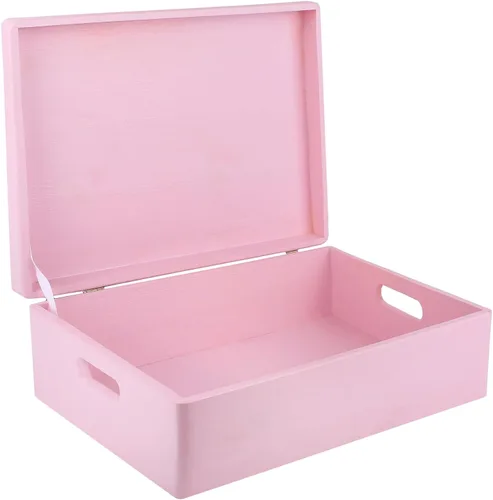 Vista 25 de Creative Deco Caja de almacenamiento grande de madera con tapa con bisagras 11.8 x 7.87 x 5.51 pulgadas (+-0.5) Caja de regalo sin acabar, lisa