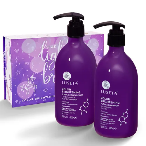 Vista 8 de Luseta - Champú azul para color castaño cobrizo y tonos fríos, depósito de color e iluminación para cabello tratado, 16.9 onzas