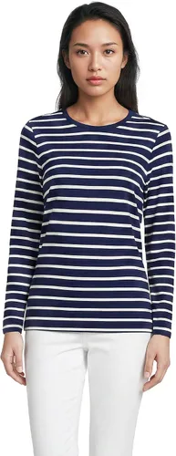 Vista 24 de Lands' End - Camiseta de manga larga, cuello redondo y holgada de algodón Supima cultivado en EE. UU. para mujer Blanco