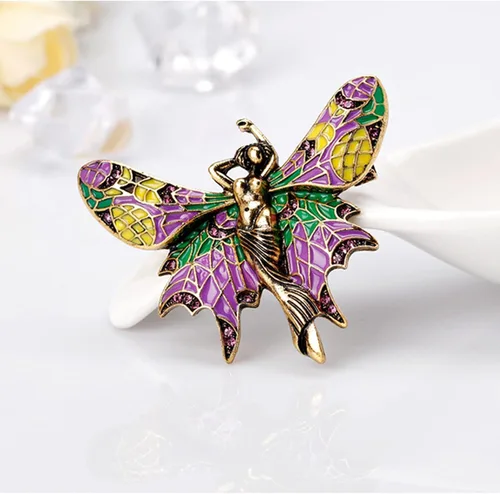 Vista 9 de Kovolala nuevos broches de mujer, mariposa hada micro incrustado broches de circón, alfileres de ropa de alas de bailarín de alta gama, broches