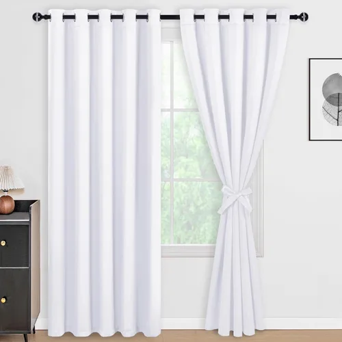 Vista 61 de DWCN - Cortinas 100% opacas para dormitorio con forro negro, cortinas de ventana de doble capa con aislamiento térmico que oscurecen toda la Azul