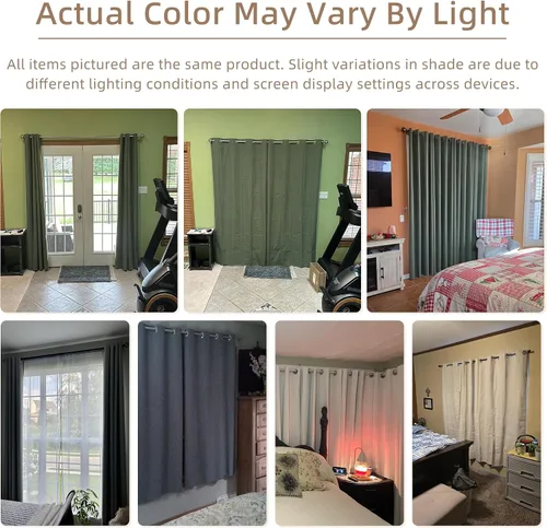 Vista 8 de ChrisDowa Cortinas 100% Opacas de Abedul Sólido de 45 Pulgadas de Largo, 2 Paneles para Dormitorio y Sala de Estar, Estilo Granja Oscurecedoras