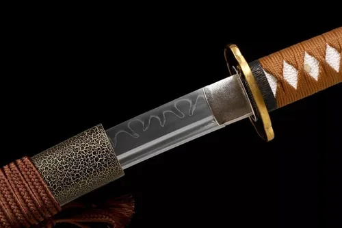 Vista 6 de Espada samurái japonesa Katana T10 hecha a mano, hoja de acero templado de arcilla, afilada de espiga completa, regalos para él, espada real, espada