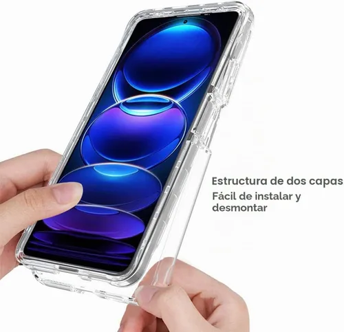 Vista 4 de Funda para Redmi Note 12 5G, Poco X5 5G 22111317PG con protector de pantalla de vidrio templado, protección de cuerpo completo transparente 360 duro