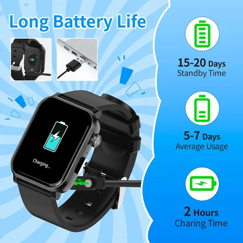 Vista 8 de EZON Reloj inteligente para niños y niñas, reloj HD de 1.83 pulgadas con función de llamada, juegos, podómetro, frecuencia cardíaca, SpO2, monitor