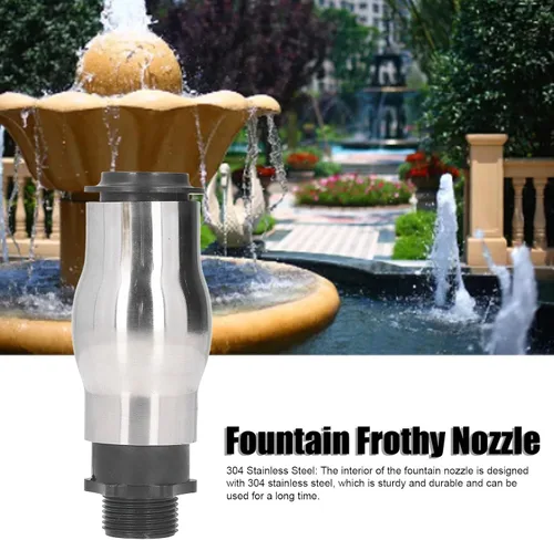 Vista 2 de AYNEFY Boquilla de fuente, acero inoxidable 304 rociador de agua de estanque rociador de agua boquilla de fuente de agua G1 rosca macho espuma