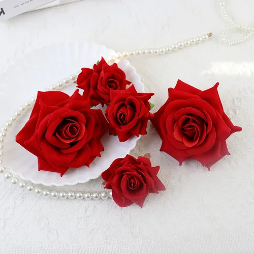 Vista 7 de Ercadio Paquete de 5 decoraciones artificiales de rosas rojas para tartas, rosas 3D, decoración de tartas para amantes, cumpleaños, día de San