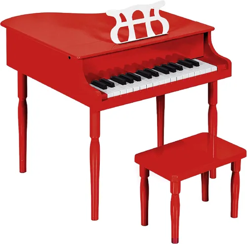 Vista 8 de Grand piano de madera con 30 teclas, juguete para niños color negro con asiento.