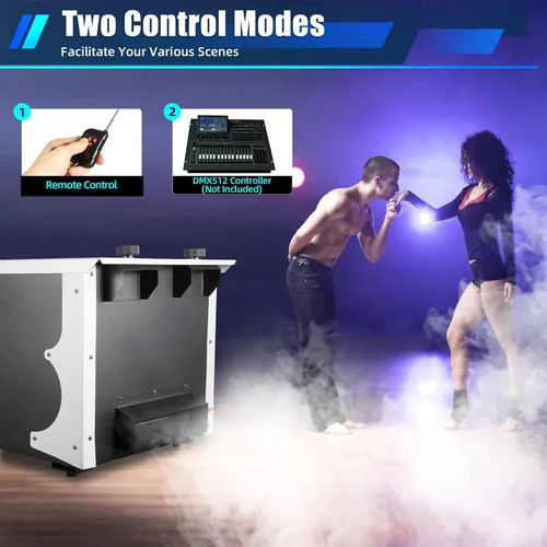 Vista 4 de Máquina de niebla de humo bajo de 3000 W, nebulizador de escenario, máquina de humo de piso para escenario de club, boda, teatro, negro, crea una