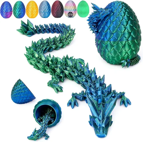 Vista 12 de Huevo de dragón impreso en 3D, huevo de dragón de cristal misterioso de Pascua, juguetes sorpresa, huevos de dragón de cristal articulados