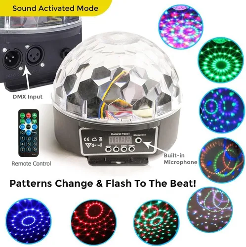 Vista 4 de Bola de discoteca LED - DMX y luz de fiesta RGB controlada por sonido