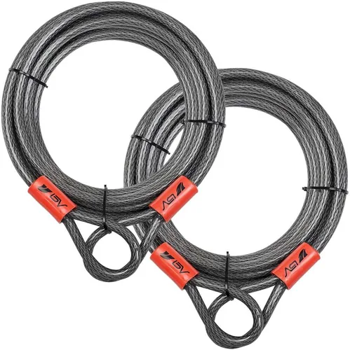 Vista 12 de BV Cable de seguridad resistente de 15 pies con bucles, cable de acero trenzado resistente a los cortes, versátil y resistente a la intemperie, Par