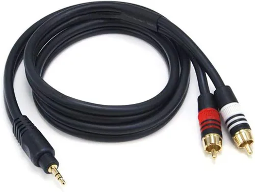 Vista 7 de Cable de audio Monoprice - 1.5 pies - Negro Premium estéreo macho a 2RCA macho 22AWG, chapado en oro