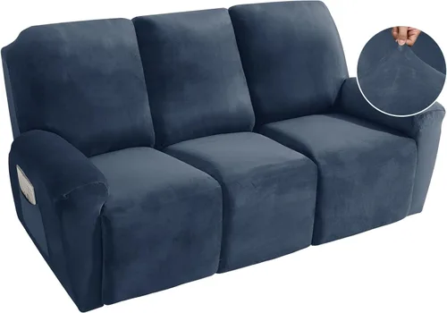 Vista 20 de MAXIJIN Funda reclinable de terciopelo de 4 piezas, funda elástica de felpa suave para silla reclinable, gruesa y suave, funda para silla Beige