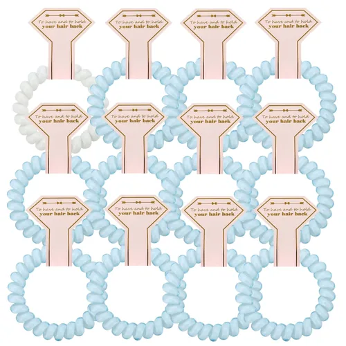 Vista 10 de Lazos para el cabello, 12 bobinas en espiral para despedida de soltera, regalo de dama de honor para novia, boda, mujeres, fiestas, invitados, Negro