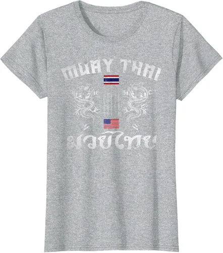 Vista 31 de Camiseta de equipo de entrenamiento de boxeo Muay Thai con bandera estadounidense de Tailandia, Negro, S