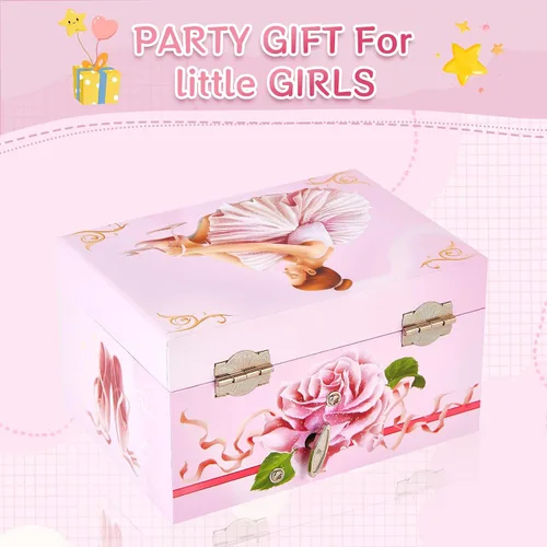 Vista 5 de Joyero musical de bailarina con bailarina giratoria para niñas, juguetes para niños, caja de música, para edades de 3 a 10 años, regalos