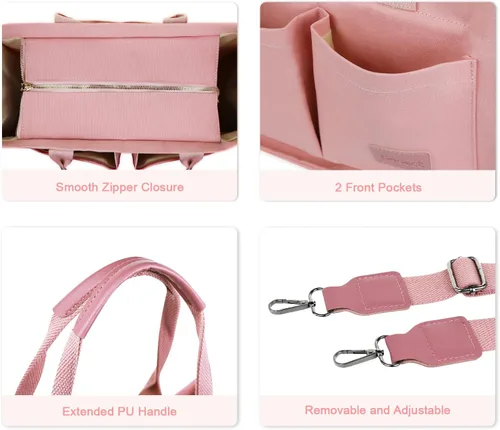Vista 5 de Bolso de lona para mujer con bolsillos, bolso cruzado para portátil de trabajo, bolso de hombro para todo lo demás, bolso de lona para todos