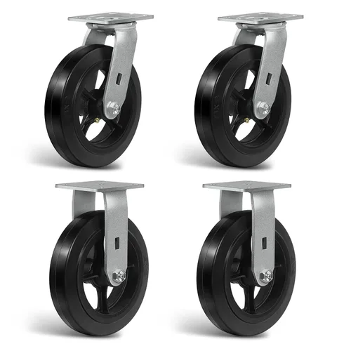 Vista 18 de Ruedas resistentes de 4 pulgadas, ruedas industriales de placa con rueda de goma, utilizadas para carrito de herramientas, plataforma, camión