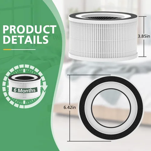Vista 3 de Paquete de 2 filtros de repuesto Hepa compatibles con Afloia Fillo/Halo/para Mooka Allo, filtración HEPA 3 en 1 para reemplazo de filtro purificador