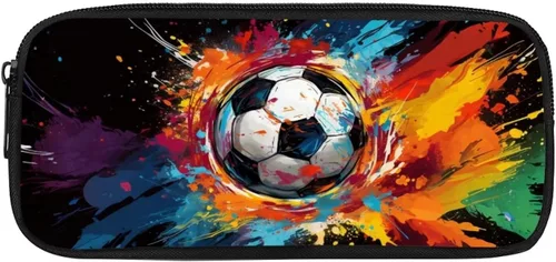 Vista 15 de COEQINE Estuches escolares para niños, con patrón de fútbol, para escuela secundaria, organizador de lápices de gran capacidad con cremallera