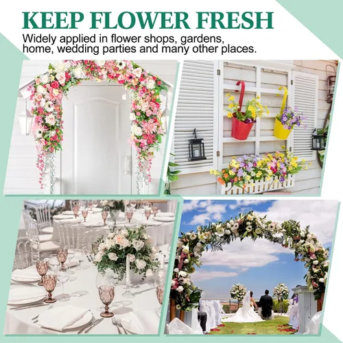 Vista 7 de Tessco for you 150 tubos de agua florales de 6 pulgadas, suministros de flores de plástico para flores frescas con tapa de goma para arreglos
