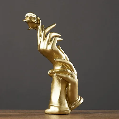 Vista 4 de Escultura de la estatua del feng shui chino, escultura moderna de mano humana, ornamentos decorativos, escritorio de oficina, resina, hecho a mano