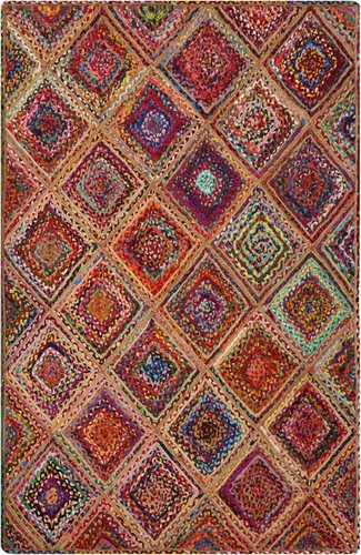 Vista 11 de Natural Jute Collection - Alfombra rectangular de 2 x 3 pies, alfombra de yute trenzada a cuadros multicolor de 0.27 pulgadas de grosor, ideal