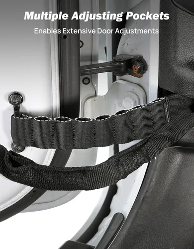 Vista 5 de JOYTUTUS Correas de limitación de puerta compatibles con Wrangler, paquete de 2 correas de control de limitación de puerta ajustables resistentes