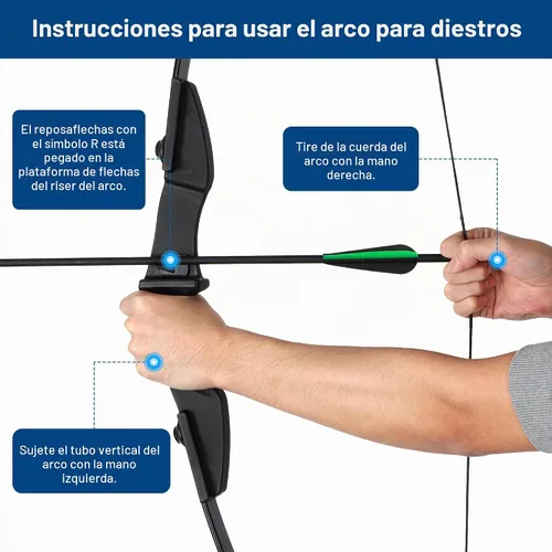 Vista 3 de Juego de arco recurvo y flechas de 20 libras con arco