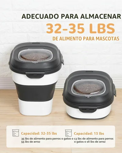 Vista 2 de 30-35 Lbs Contenedor de almacenamiento de alimentos para perros Negro