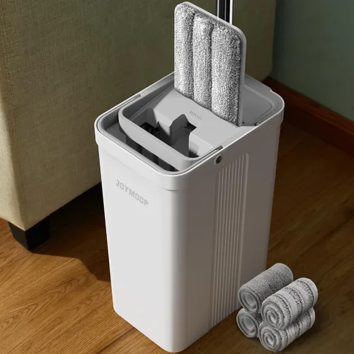 Vista 31 de JOYMOOP Sistema de trapeador plano y cubo de microfibra, trapeadores para limpieza de suelos y limpiador de paredes, madera dura, azulejos