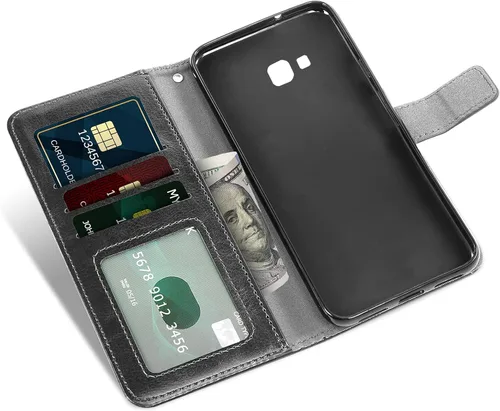 Vista 2 de Asuwish Compatible con Samsung Galaxy J4 Plus - Funda tipo cartera de vidrio templado con protector de pantalla y soporte de cuero para tarjetas