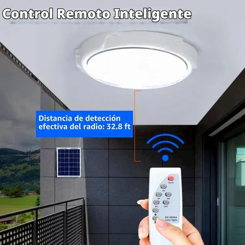 Vista 4 de Luz solar para cobertizo, luces colgantes solares para interiores y exteriores con control remoto, lámpara LED impermeable de techo para kiosco