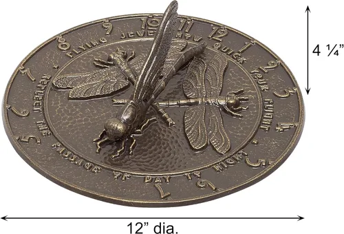 Vista 3 de Whitehall Products Reloj de sol de libélula de bronce francés