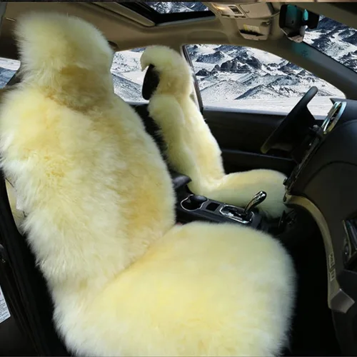 Vista 3 de Fundas de asiento de piel de oveja auténtica auténtica para autos, SUV, camiones, camionetas, RV, asientos delanteros de piel de oveja, fundas