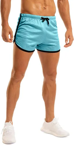 Vista 5 de Ouber Pantalones cortos ajustados para hombre, culturismo, entrenamiento, gimnasio, correr, pantalones cortos de levantamiento ajustados