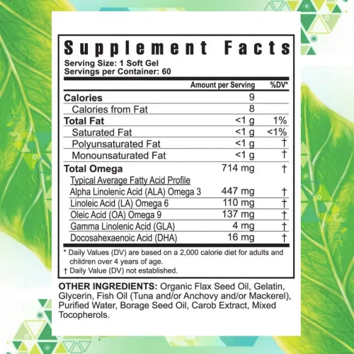 Vista 2 de Youngevity Ultimate EFA - Fuente orgánica de ácidos grasos esenciales Omega 3, 6 y 9 Hecho de borraja, lino y aceite de pescado 180