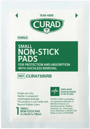 Vista 6 de CURAD Almohadillas antiadherentes pequeñas estériles, 2 x 3 pulgadas, sin látex, caja de 10