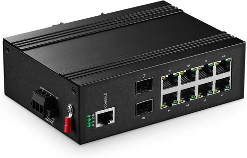 Vista 8 de Interruptor industrial Gigabit PoE de 5 puertos, IEEE802.3af/at Ethernet, 1 puerto SFP con módulo LC de 12.4 mi, aleación de aluminio IP40 -40 ~