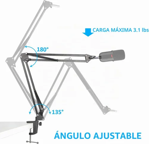 Vista 4 de SUNMON - Soporte y brazo de micrófono SoloCast, brazo de suspensión ajustable, brazo de tijera, compatible con HyperX SoloCast 2 & 1 Micrófono