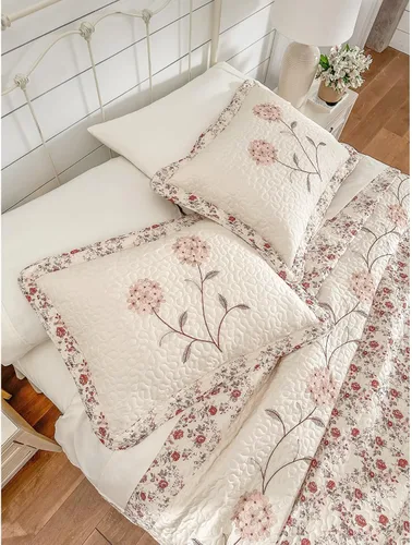 Vista 2 de BrylaneHome Colcha bordada Margaret - King, rosa