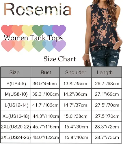 Vista 6 de Camiseta de verano para mujer, sin mangas, floral, casual, linda, holgada, bonita camiseta tipo túnica