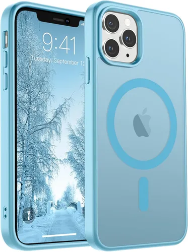 Vista 86 de SUPFINE Funda magnética para iPhone 11 Pro Max (compatible con MagSafe) (protección contra caídas de grado militar), delgada, translúcida mate, a
