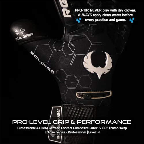 Vista 4 de Renegade GK Eclipse - Guantes de portero de fútbol de nivel profesional, para adultos y jóvenes (tallas 7 a 12, nivel 5) agarre de contacto EXT