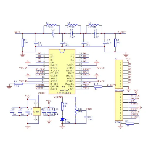 Vista 3 de Generador, módulo generador DDS AD9850, 2 ondas sinusoidales y 2 onda cuadrada, 0-40MHz